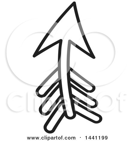 Clipart of a Black and White Lineart Arrow - Royalty Free Vector Illustration by Lal Perera