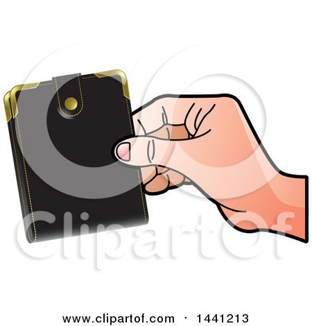 Clipart of a Hand Holding a Wallet - Royalty Free Vector Illustration by Lal Perera