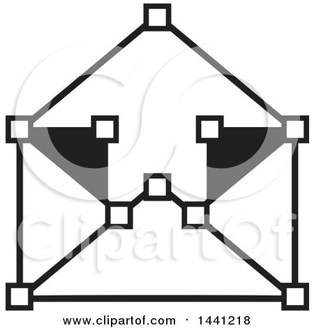 Clipart of a Black and White Envelope Icon - Royalty Free Vector Illustration by Lal Perera