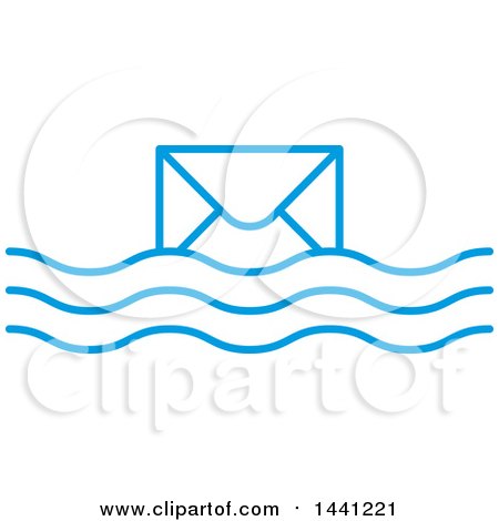 Clipart of a Blue Floating Envelope Icon - Royalty Free Vector Illustration by Lal Perera
