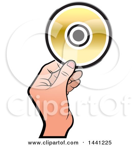 Clipart of a Hand Holding a Cd or Dvd - Royalty Free Vector Illustration by Lal Perera