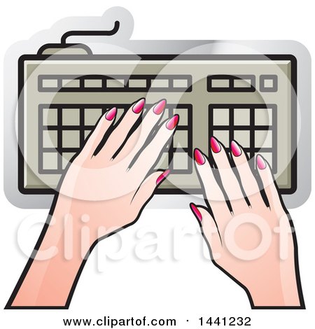 Clipart of a Hands Typing on a Computer Keyboard Icon - Royalty Free Vector Illustration by Lal Perera