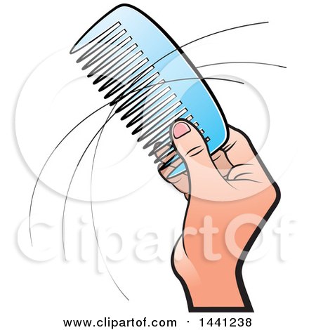 Clipart of a Hand Holding a Comb with Strands of Hair - Royalty Free Vector Illustration by Lal Perera