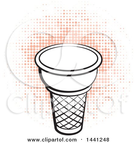 Clipart of a Black and White Waffle Cone over Orange Halftone - Royalty Free Vector Illustration by Lal Perera