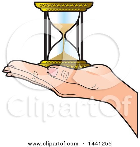 Clipart of a Hand Holding an Hourglass - Royalty Free Vector Illustration by Lal Perera