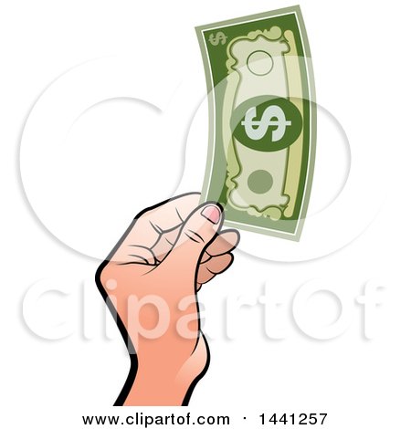 Clipart of a Hand Holding Cash - Royalty Free Vector Illustration by Lal Perera