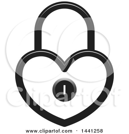 Clipart of a Grayscale Heart Shaped Padlock - Royalty Free Vector Illustration by Lal Perera