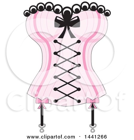 Clipart of a Pink and Black Corset - Royalty Free Vector Illustration by Maria Bell