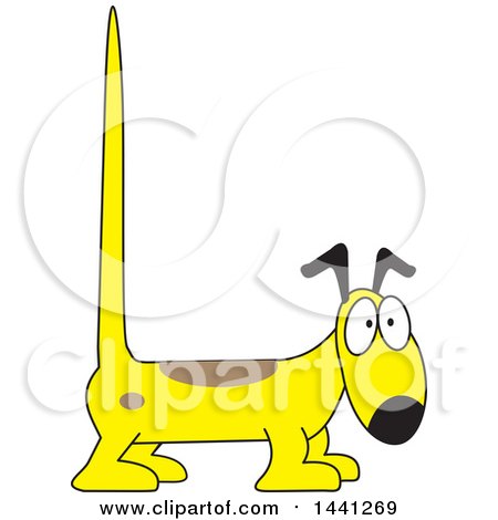 Clipart of a Cartoon Yellow Dog with a Long Tall Tail - Royalty Free Vector Illustration by Johnny Sajem