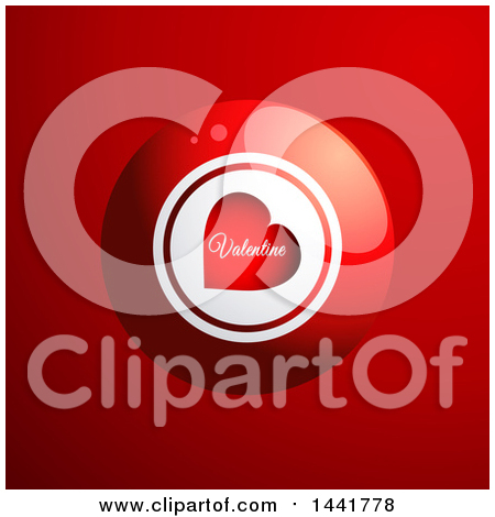 Clipart of a 3d Valentine Heart Bingo Ball on Red - Royalty Free Vector Illustration by elaineitalia
