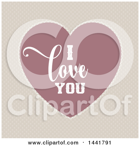 Clipart of a Vintage Valentines Day I Love You Heart on Polka Dots - Royalty Free Vector Illustration by KJ Pargeter