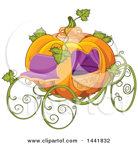 Clipart of a Fantasy Pumpkin Cinderella Carriage - Royalty Free Vector Illustration by Pushkin