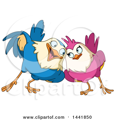 Clipart of a Cartoon Loving Bird Couple Cuddling - Royalty Free Vector Illustration by yayayoyo
