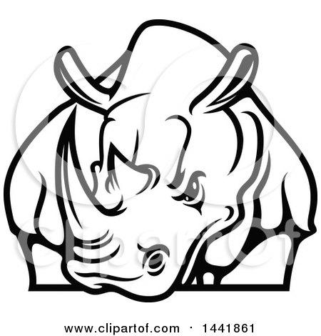Clipart of a Black and White Rhino - Royalty Free Vector Illustration by Vector Tradition SM