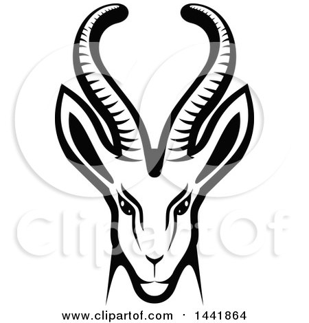 Clipart of a Black and White Gazelle or Saiga Antelope Head - Royalty Free Vector Illustration by Vector Tradition SM