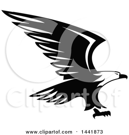Clipart of a Black and White Bald Eagle Flying - Royalty Free Vector Illustration by Vector Tradition SM