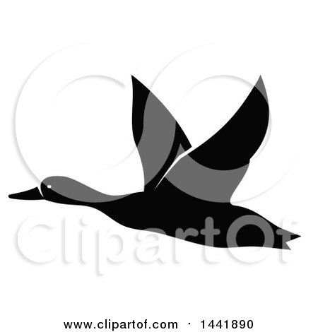 Clipart of a Black and White Flying Duck - Royalty Free Vector Illustration by Vector Tradition SM