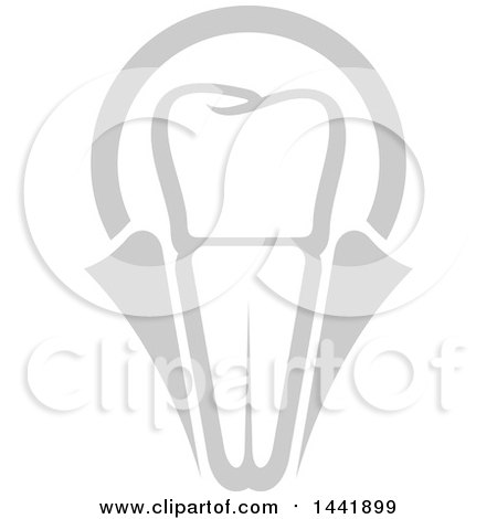 Clipart of a Grayscale Dental Implant Tooth Logo - Royalty Free Vector Illustration by Vector Tradition SM