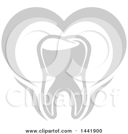 Clipart of a Grayscale Dental Tooth Logo - Royalty Free Vector Illustration by Vector Tradition SM
