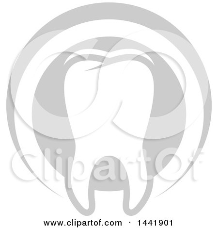 Clipart of a Grayscale Dental Tooth Logo - Royalty Free Vector Illustration by Vector Tradition SM