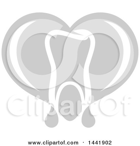 Clipart of a Grayscale Dental Heart and Blood Tooth Logo - Royalty Free Vector Illustration by Vector Tradition SM