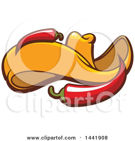 Clipart of a Mexican Sombrero Hat with Chili Peppers - Royalty Free Vector Illustration by Vector Tradition SM