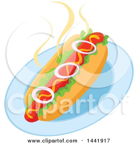 Clipart of a Steamy Hot Dog with Onions - Royalty Free Vector Illustration by Vector Tradition SM