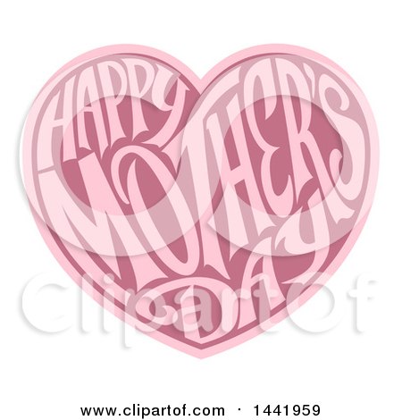 Clipart of a Two Toned Love Heart with Happy Mothers Day Text Inside - Royalty Free Vector Illustration by AtStockIllustration