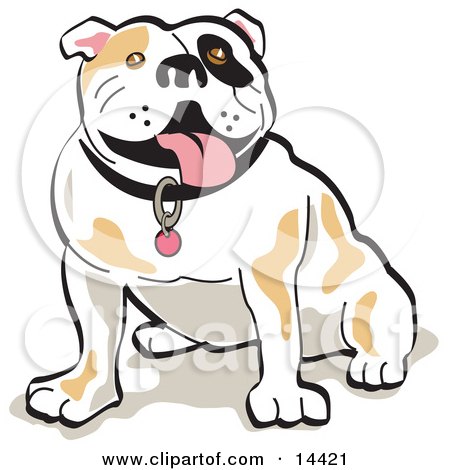 Sitting Bulldog Hanging His Tongue Out Clipart Illustration by Andy Nortnik