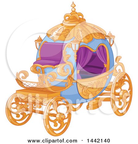 Clipart of a Fanc Gold Purple and Blue Carriage - Royalty Free Vector Illustration by Pushkin