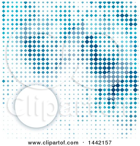 Clipart of a Background of Blue Pixels with a Round Text Frame - Royalty Free Vector Illustration by KJ Pargeter