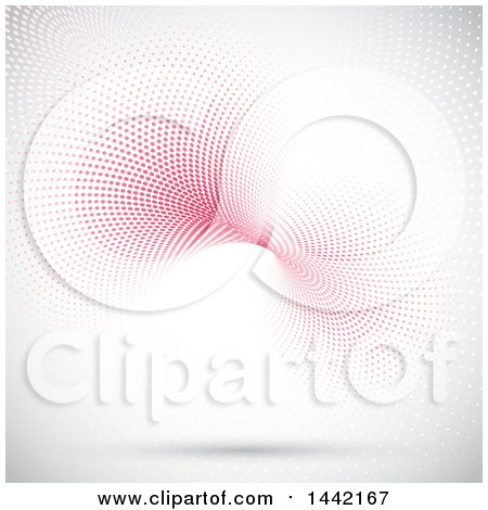 Clipart of a Background of Pink Halftone Dots Floating over Shaded White - Royalty Free Vector Illustration by KJ Pargeter