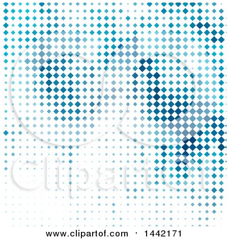 Clipart of a Background of Blue Pixels - Royalty Free Vector Illustration by KJ Pargeter