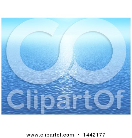 Clipart of a 3d Background of Rippling Blue Ocean Water - Royalty Free Illustration by KJ Pargeter
