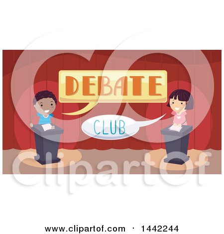 Clipart of a Boy and Girl in a Debate Club - Royalty Free Vector Illustration by BNP Design Studio
