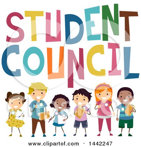 Clipart of a Group of School Children Under Student Council Text - Royalty Free Vector Illustration by BNP Design Studio