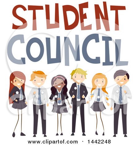 Clipart of a Group of Teenage School Children Under Student Council Text - Royalty Free Vector Illustration by BNP Design Studio
