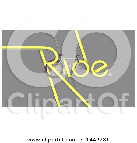 Clipart of a Lane and Bicycle Forming the Word Ride on Gray - Royalty Free Vector Illustration by BNP Design Studio