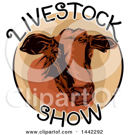 Clipart of a Livestock Show Icon with a Cow Head - Royalty Free Vector Illustration by BNP Design Studio