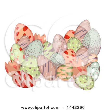 Clipart of a Grou of Colorful Patterned Dinosaur Eggs - Royalty Free Vector Illustration by BNP Design Studio