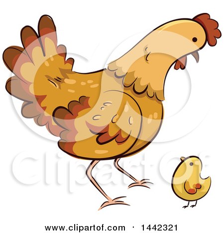 Clipart of a Hen Chicken and Chick - Royalty Free Vector Illustration by BNP Design Studio