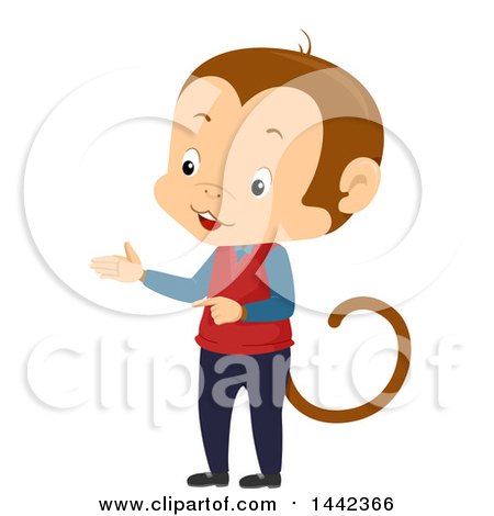 Clipart of a Monkey Teacher Presenting - Royalty Free Vector Illustration by BNP Design Studio