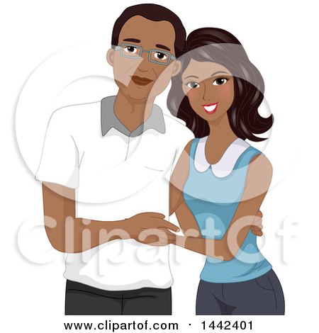 Clipart of a Happy Black Senior Father Posing with His Daughter - Royalty Free Vector Illustration by BNP Design Studio
