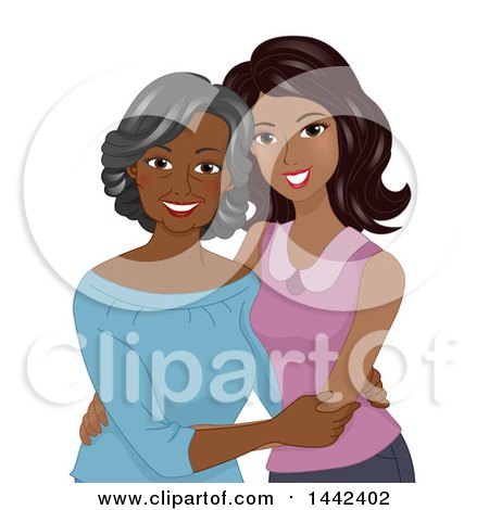 Clipart of a Happy Senior Black Woman Posing with Her Daughter - Royalty Free Vector Illustration by BNP Design Studio