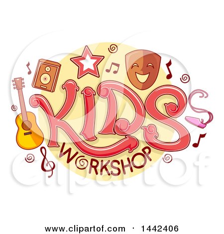Clipart of a Kids Workshop Design with Music and Theater Icons - Royalty Free Vector Illustration by BNP Design Studio