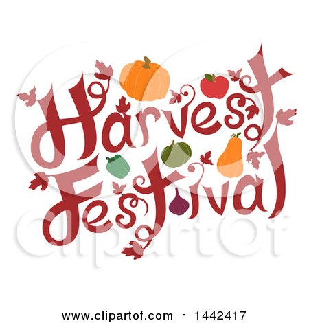 Clipart of a Harvest Festival Text Design with Produce - Royalty Free Vector Illustration by BNP Design Studio