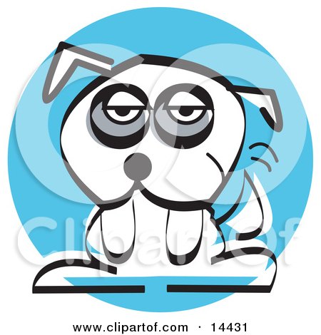 Tired White Mutt Dog Clipart Illustration by Andy Nortnik
