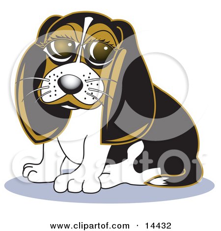 Cute Beagle Dog With Puppy Eyes Clipart Illustration by Andy Nortnik