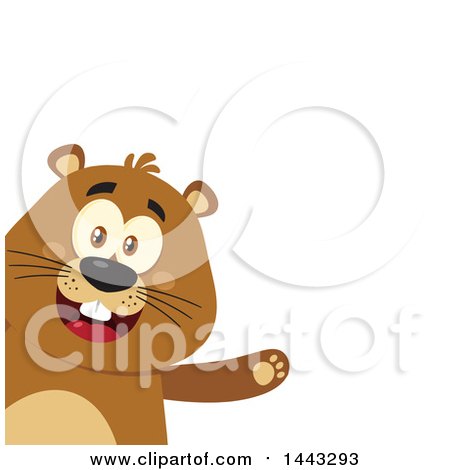 Clipart of a Flat Styled Happy Groundhog Mascot Presenting - Royalty Free Vector Illustration by Hit Toon