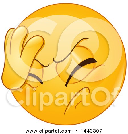 Clipart of a Yellow Emoji Smiley Face Emoticon Face Palming - Royalty Free Vector Illustration by yayayoyo